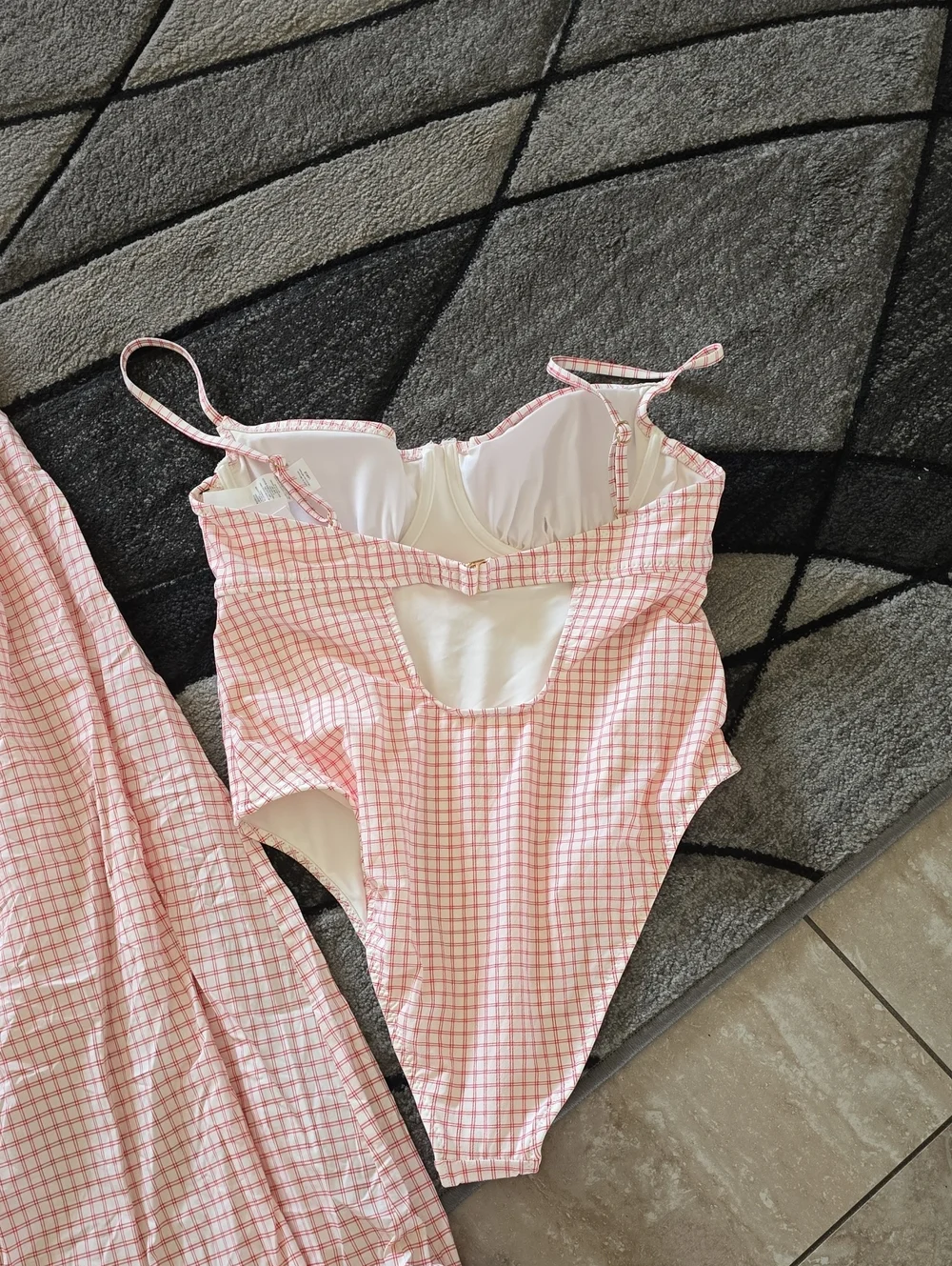 SOLID & STRIPED Pink Gingham Smocked Sundress and Matching One-Piece Sz Lg Nwt